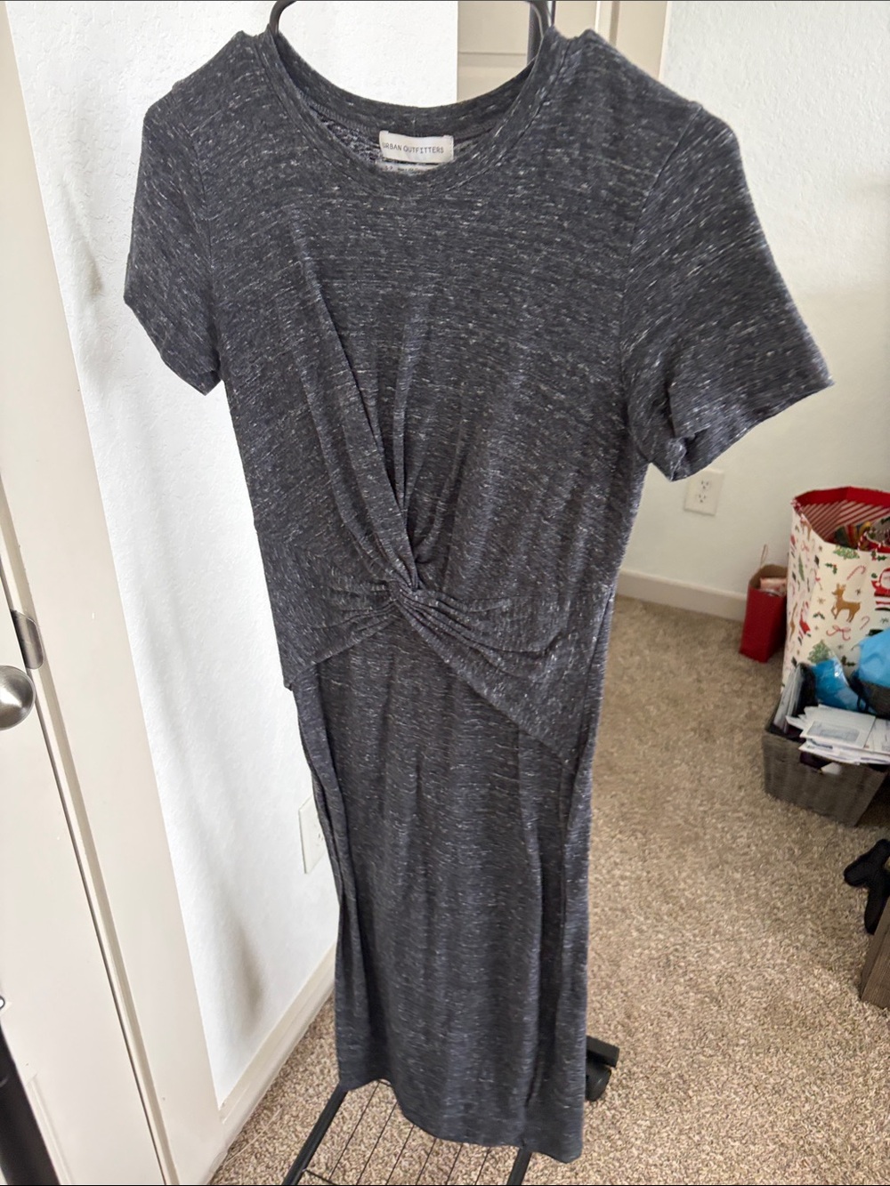 Urban Outfitters Charcoal Twist-Knot Midi Dress